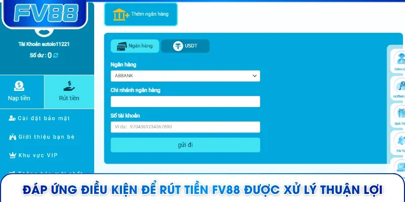 Đáp ứng điều kiện để rút tiền FV88 được xử lý thuận lợi
